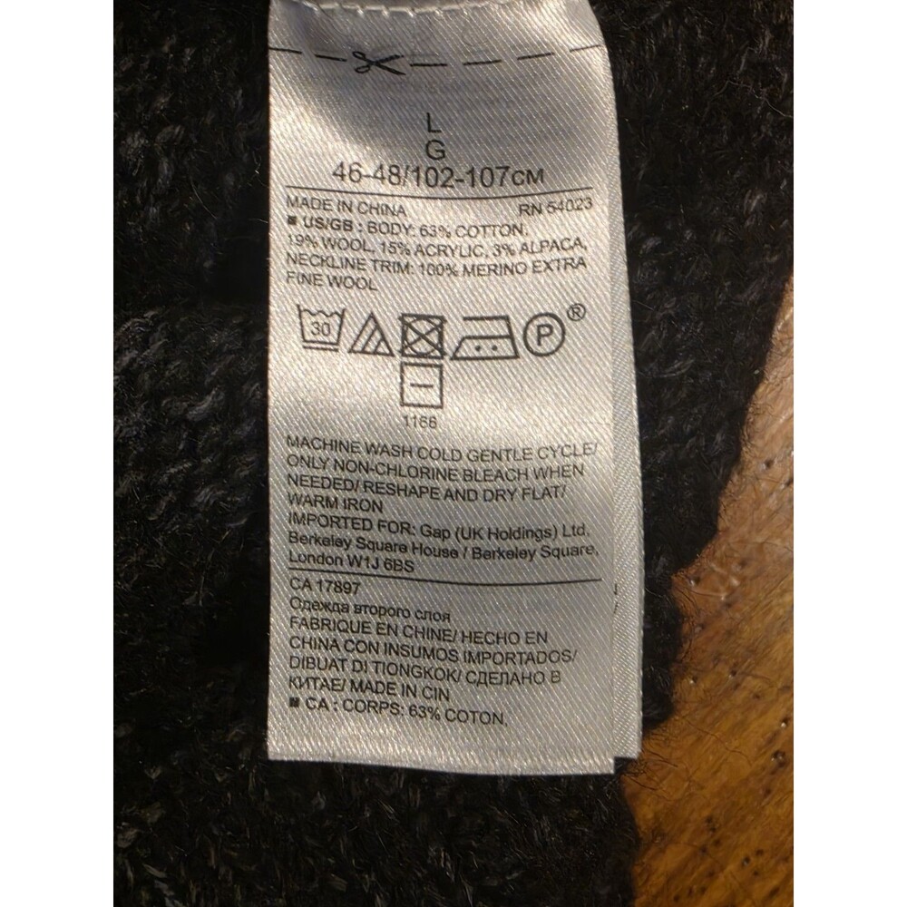 Banana Republic Mens L TD Modern Cable Knit Sweater Charcoal Moonless Night EUC - Picture 8 of 9